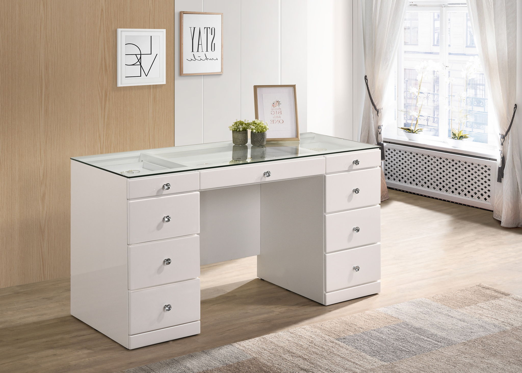 Avery - Vanity Set (With LED Luxo Mirror) - White - Urban Living Furniture (Los Angeles, CA)