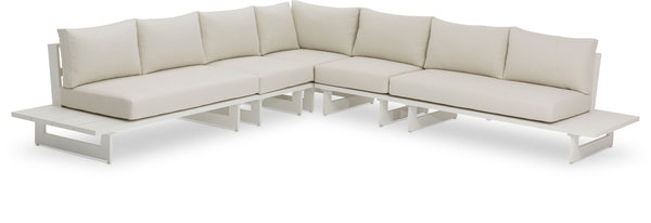 Maldives - 5 Piece Water Resistant Outdoor Patio Modular Sectional With White Base