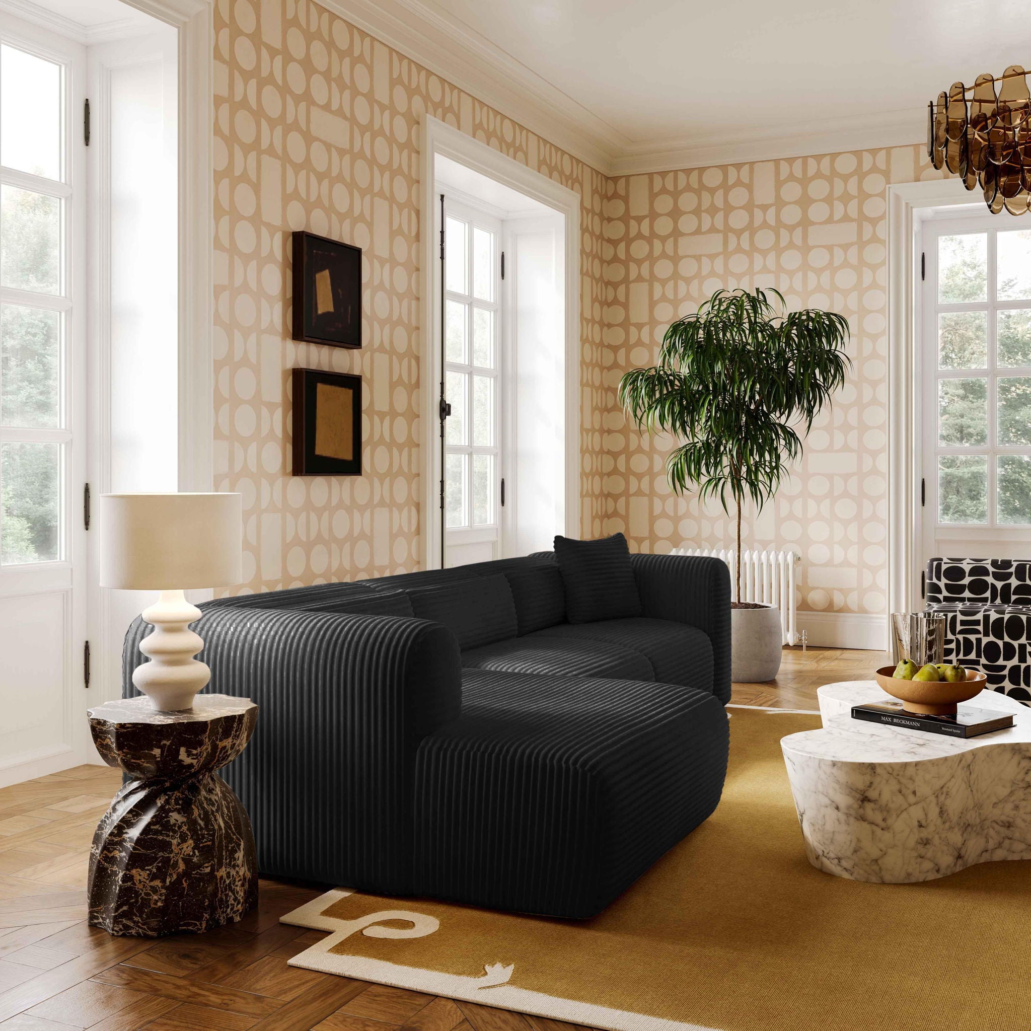 Tarra - Fluffy Oversized Corduroy Modular Corner Chair - Urban Living Furniture (Los Angeles, CA)