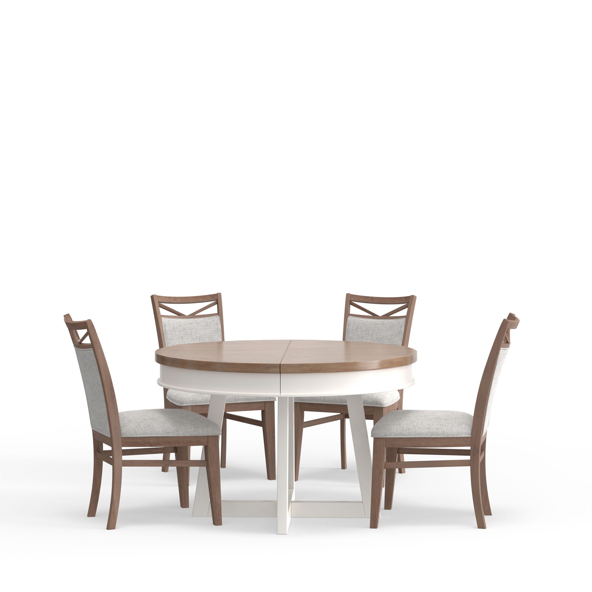Americana Modern Dining - 48" Round Extendable Dining Table And 4 Upholstered Chairs - Light Brown - Urban Living Furniture (Los Angeles, CA)