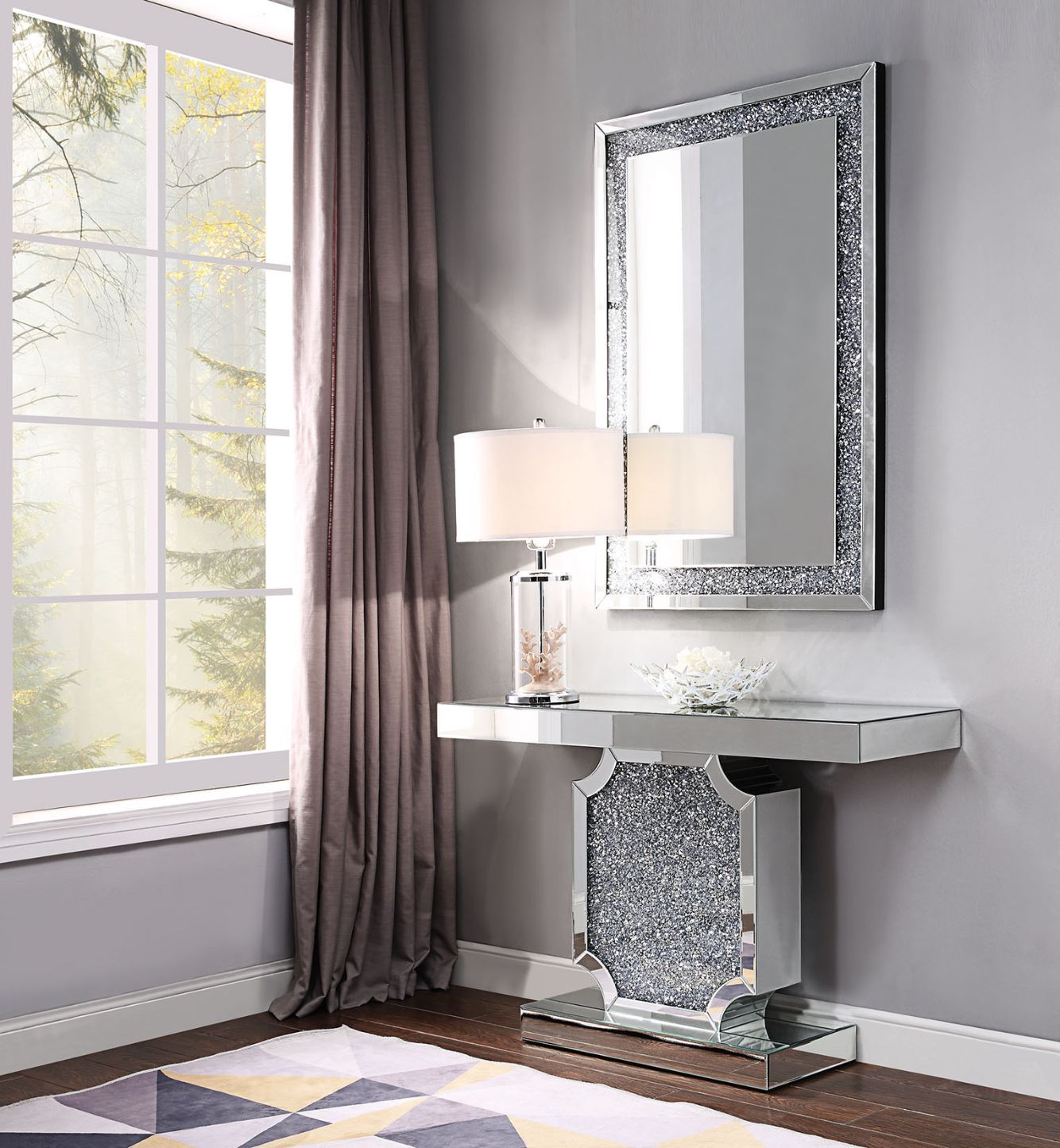 Noralie - Console Table - Mirrored & Faux Diamonds - Urban Living Furniture (Los Angeles, CA)
