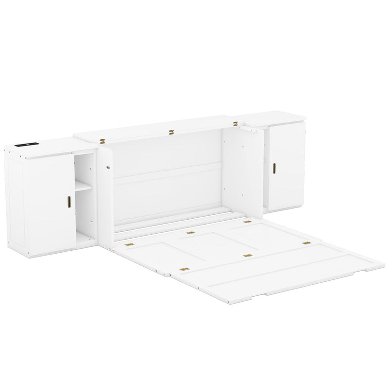 Murphy Bed With Shelves, Cabinets And USB Ports