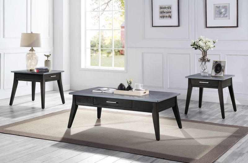 Zemocryss - End Table - Marble & Dark Brown Finish - Urban Living Furniture (Los Angeles, CA)