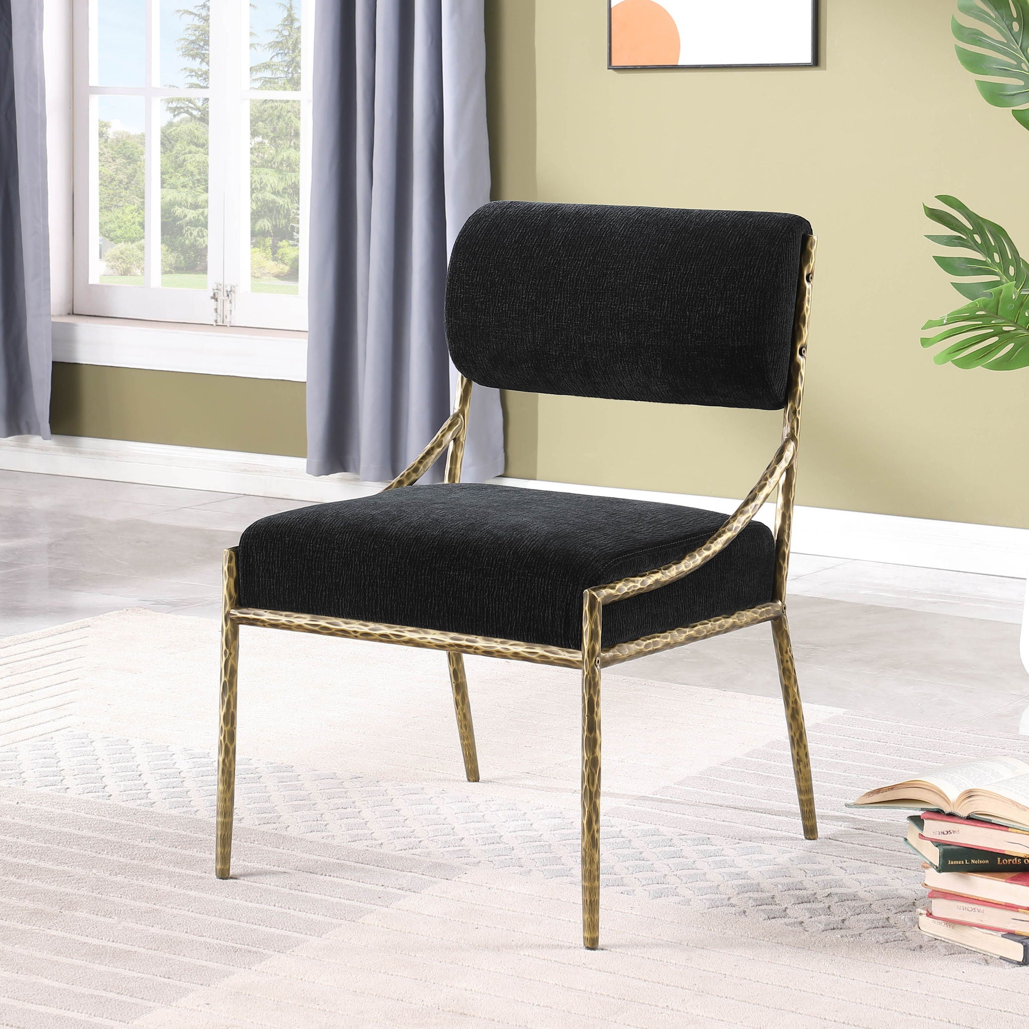 Bastille - Upholstered Dining Side Chair (Set of 2) - Brass Frame - Urban Living Furniture (Los Angeles, CA)