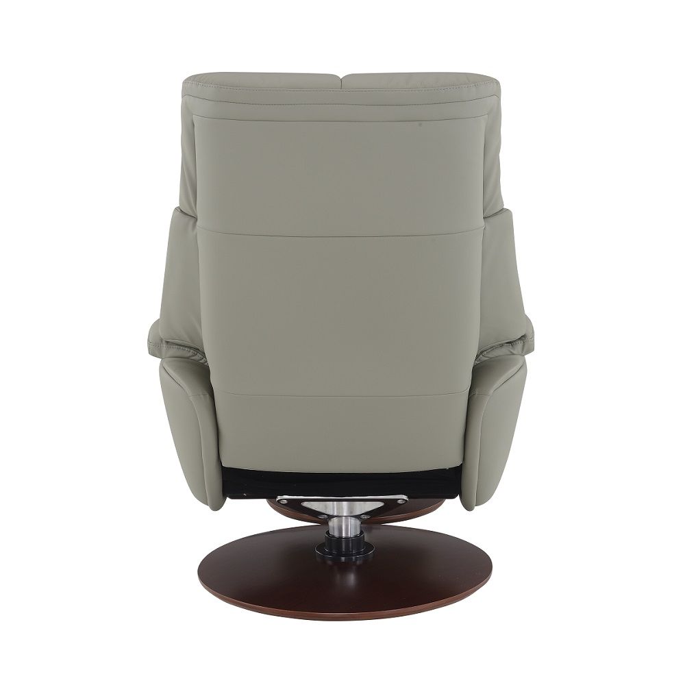 Kandoro - Motion Accent Chair With Swivel & Ottoman - Gray Leather & Brown Base - Urban Living Furniture (Los Angeles, CA)
