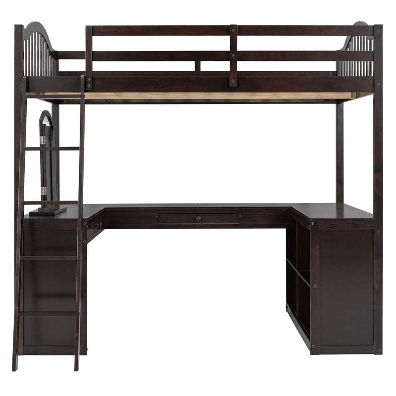 Loft Bed With Drawers, Cabinet, Shelves With Desk