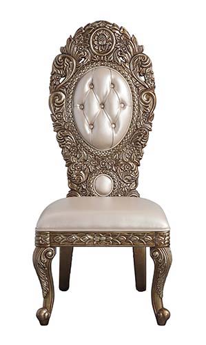 Constantine - Side Chair (Set of 2) - Synthetic Leather , Brown & Gold - Urban Living Furniture (Los Angeles, CA)