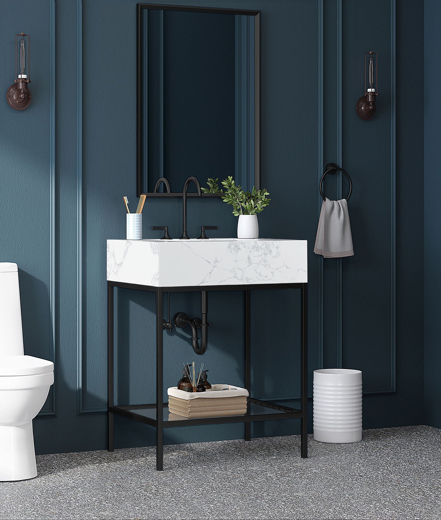Marmo - Engineered Marble Bathroom Vanity With Black Base - Urban Living Furniture (Los Angeles, CA)