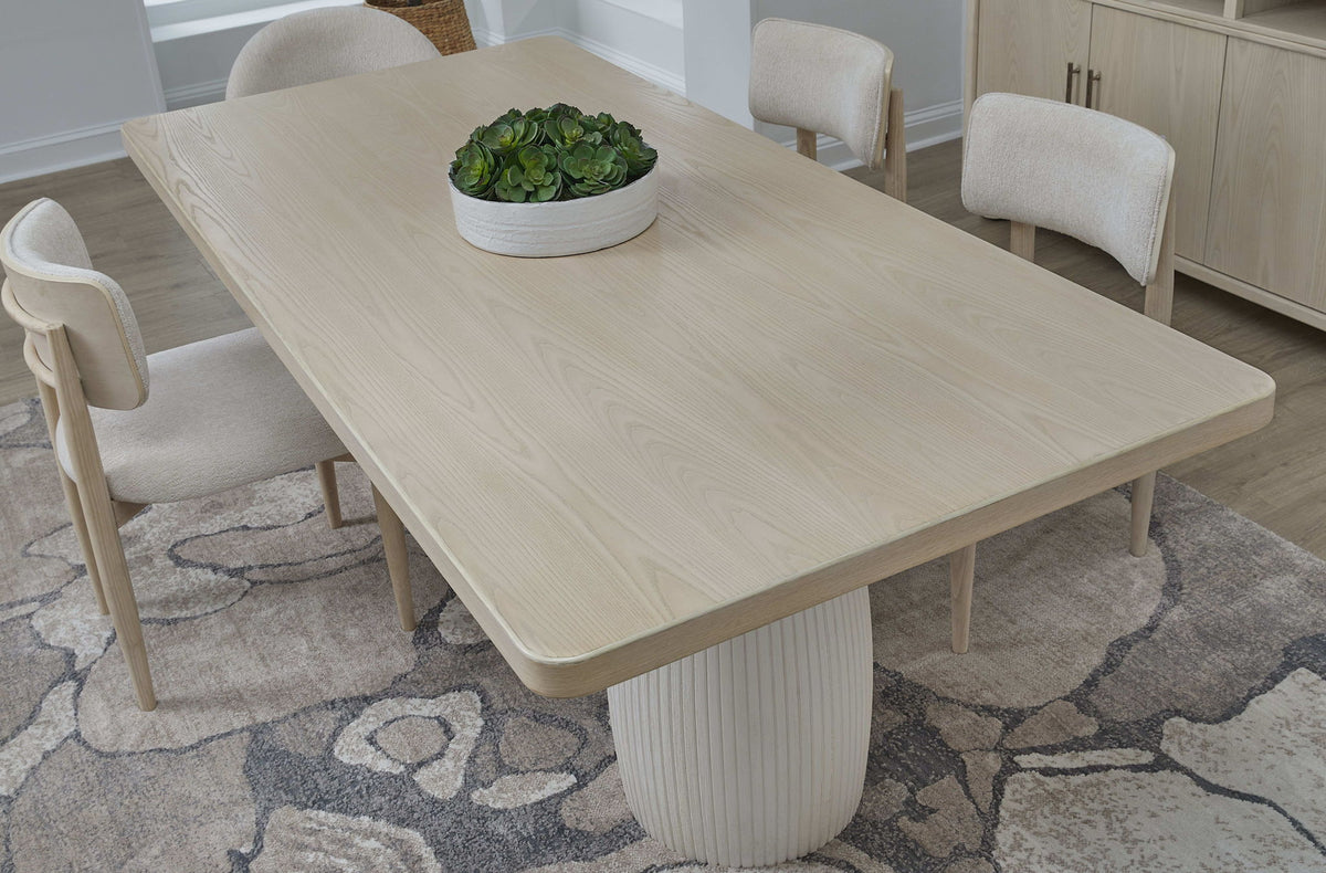 Zinnia - Plaster Base Wood Top Dining Table - White Sand And Ivory