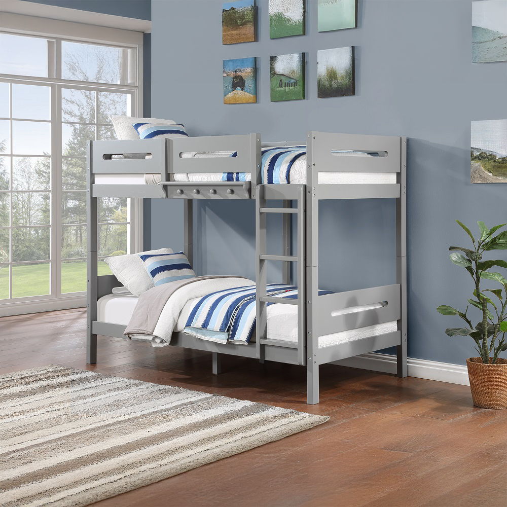 Edah - Twin Over Twin Bunk Bed - Gray - Urban Living Furniture (Los Angeles, CA)