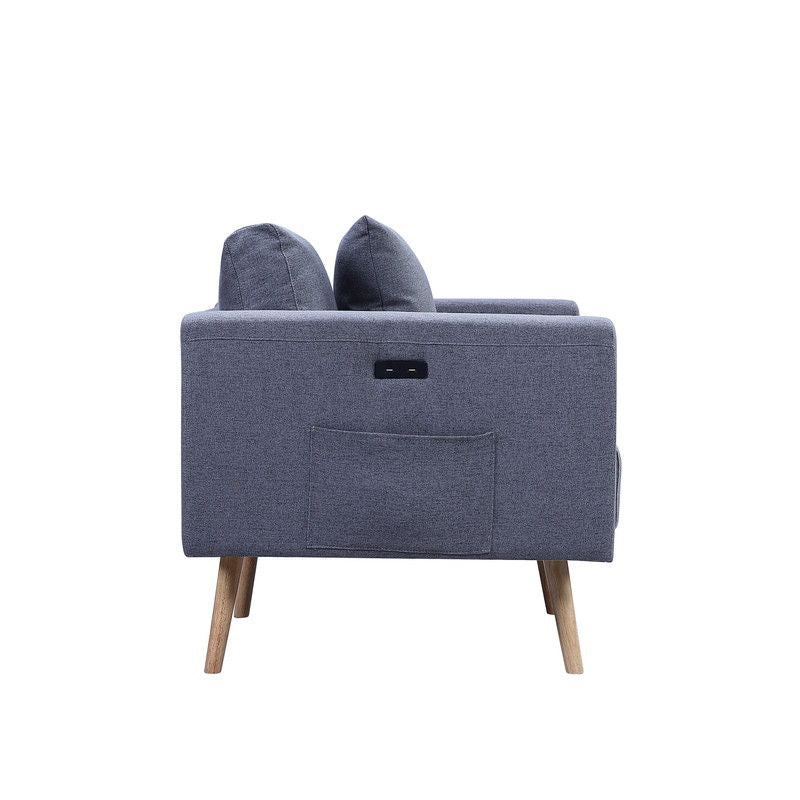 Easton - Linen Fabric Chair With USB Charging Ports Pockets And Pillows - Urban Living Furniture (Los Angeles, CA)