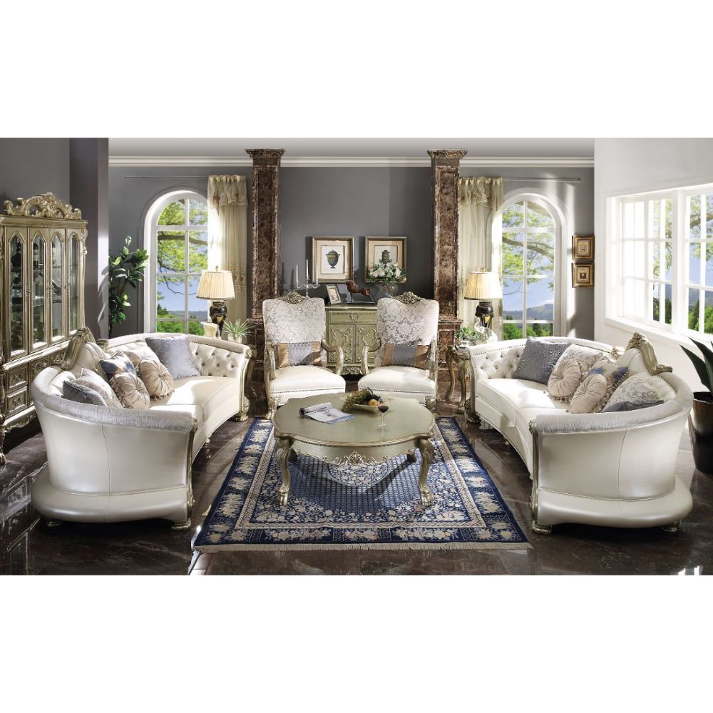 Dresden II - Sofa - Pearl PU & Gold Patina - Urban Living Furniture (Los Angeles, CA)