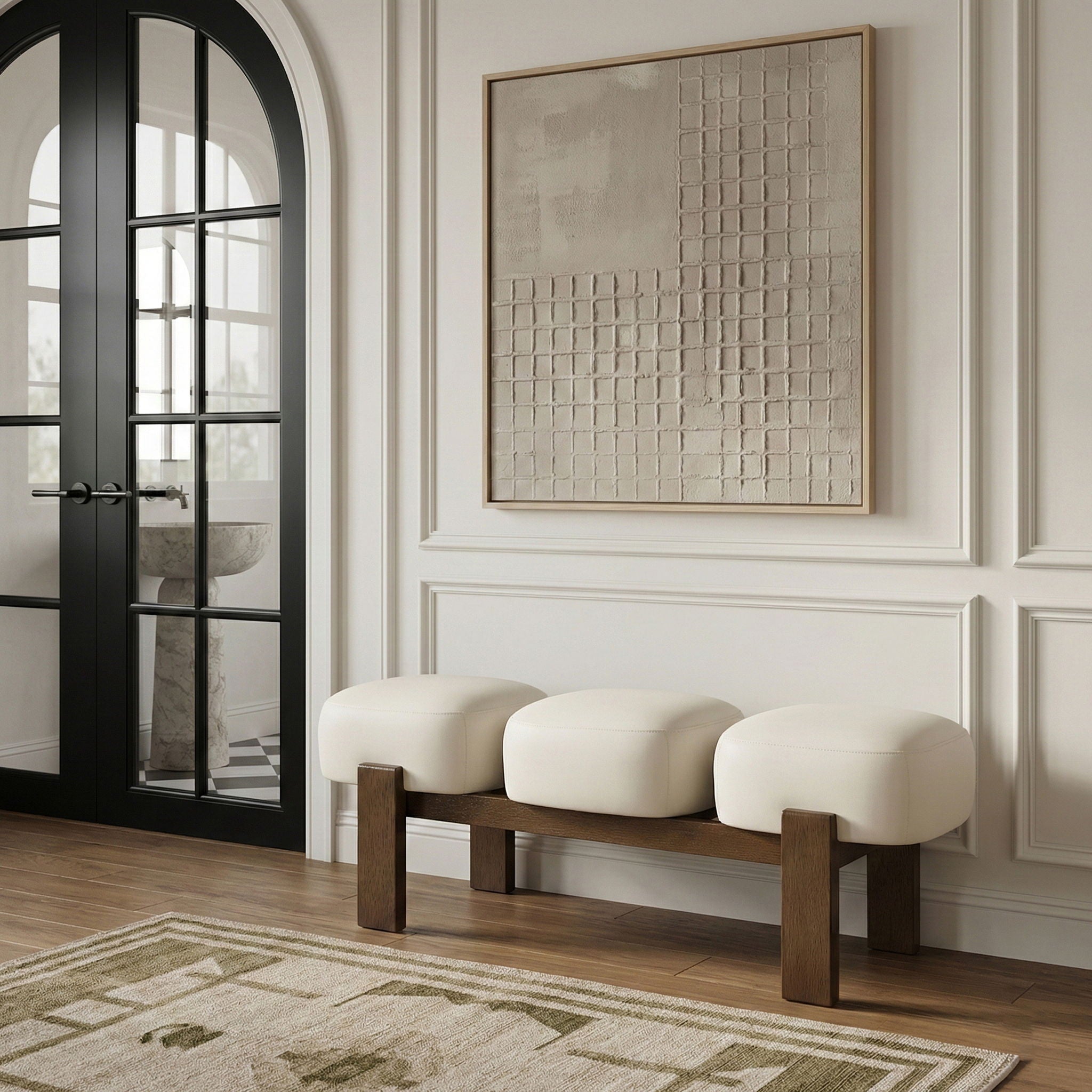 Woodcrest - Vegan Leather Upholstered Bench - Painted Brown Walnut Base - Urban Living Furniture (Los Angeles, CA)