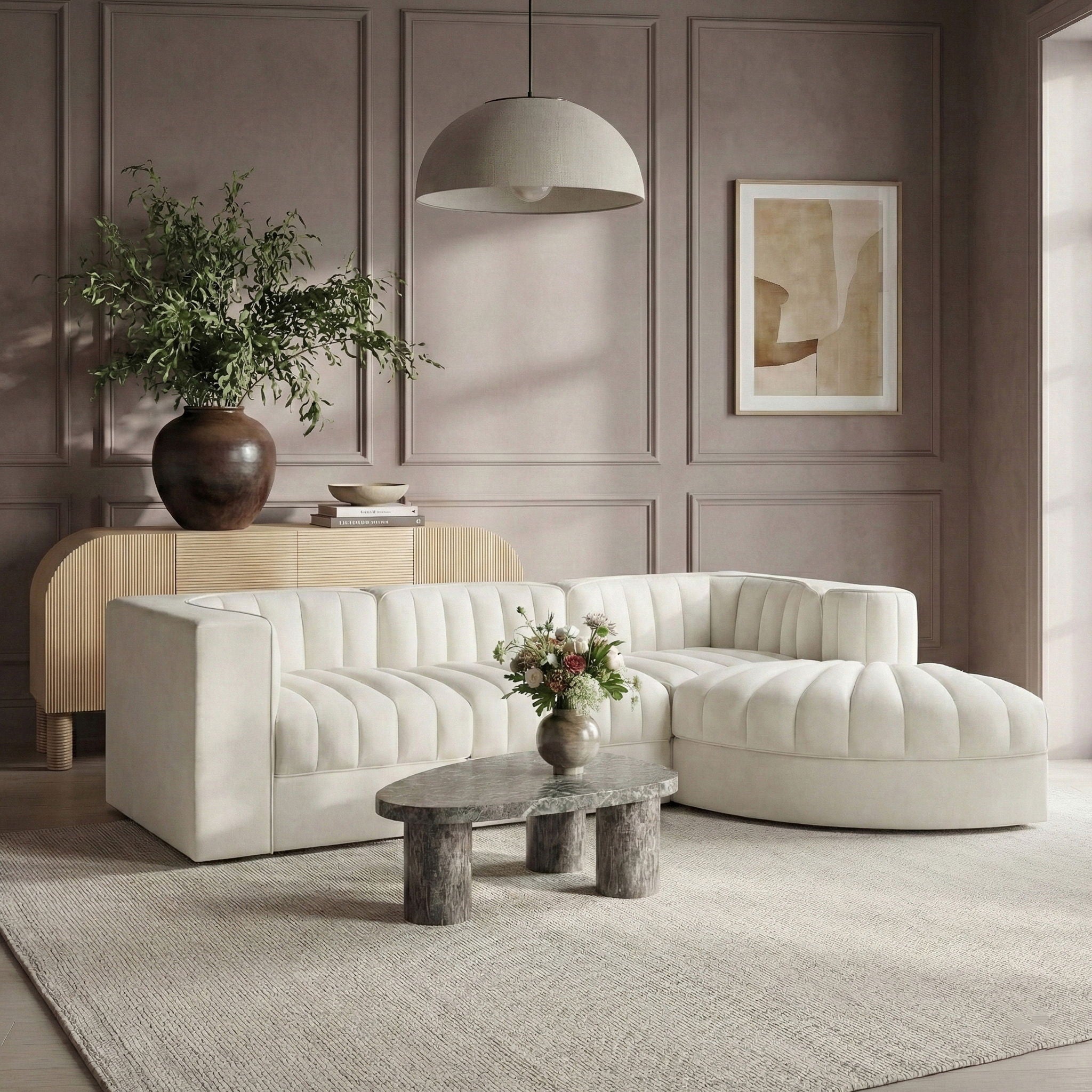 Rummi - Velvet Performance Fabric Upholstered 4 Piece Modular Sectional, With Reverse Corner Chair - Urban Living Furniture (Los Angeles, CA)