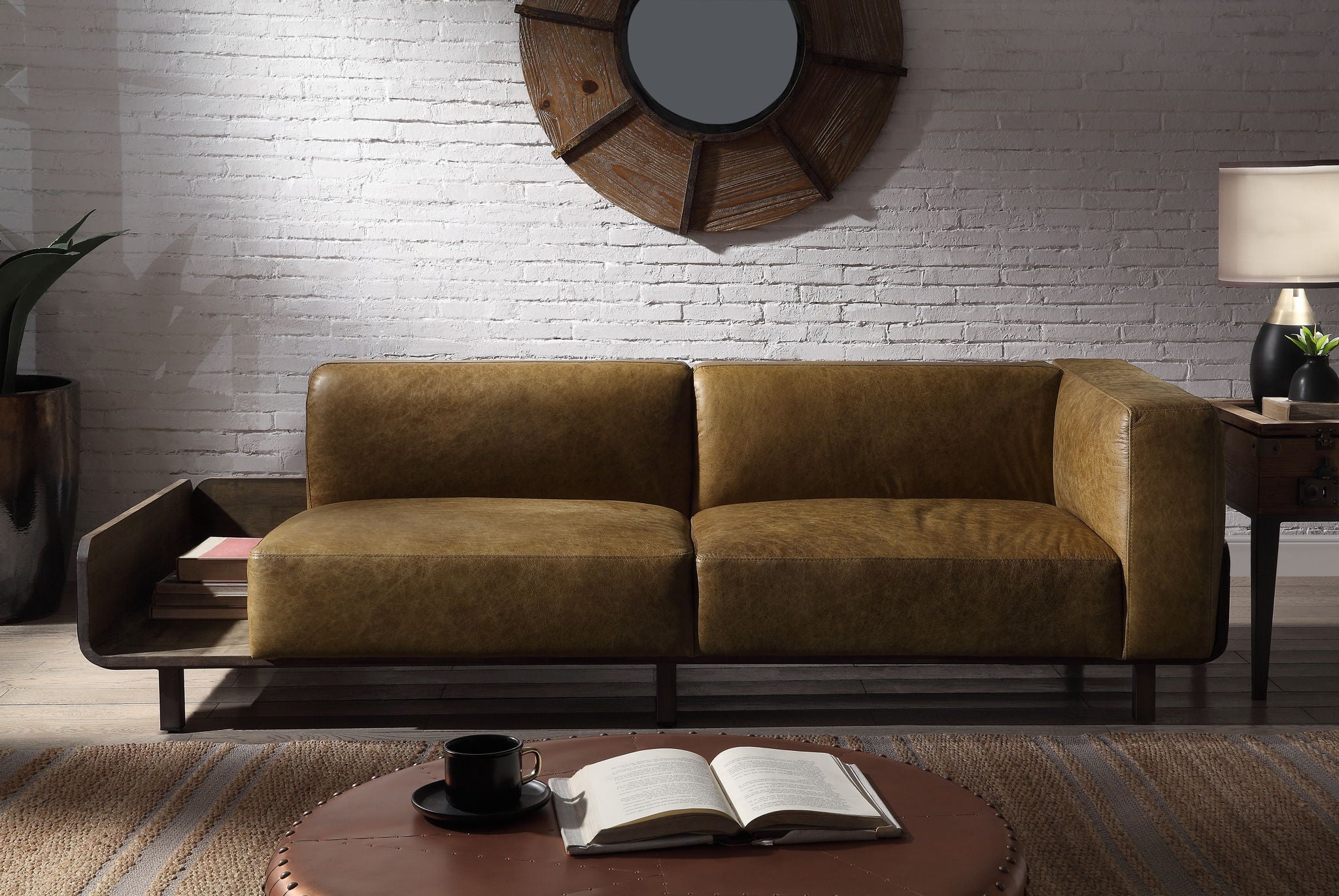 Blanca - Sofa - Chestnut Top Grain Leather & Rustic Oak - Urban Living Furniture (Los Angeles, CA)