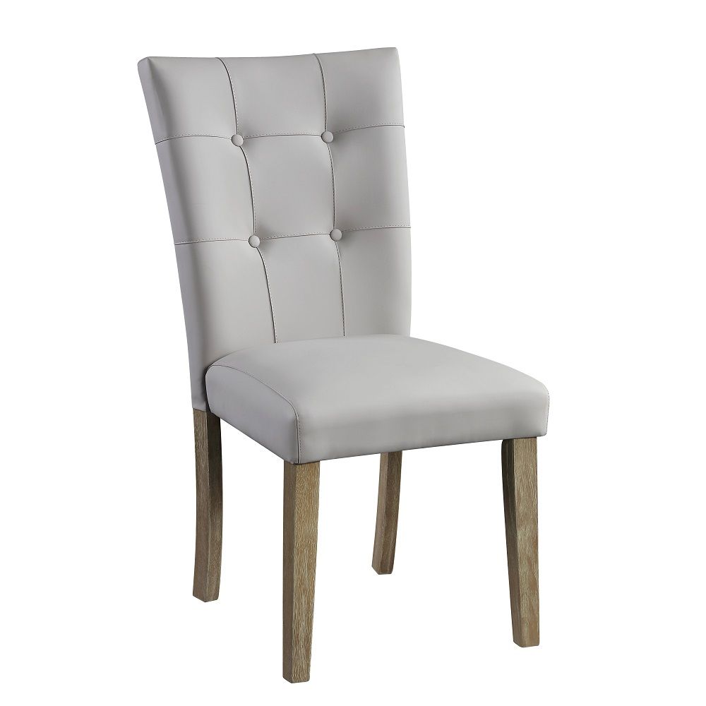 Charnell - Side Chair (Set of 2) - Gray Synthetic Leather & Oak - Urban Living Furniture (Los Angeles, CA)