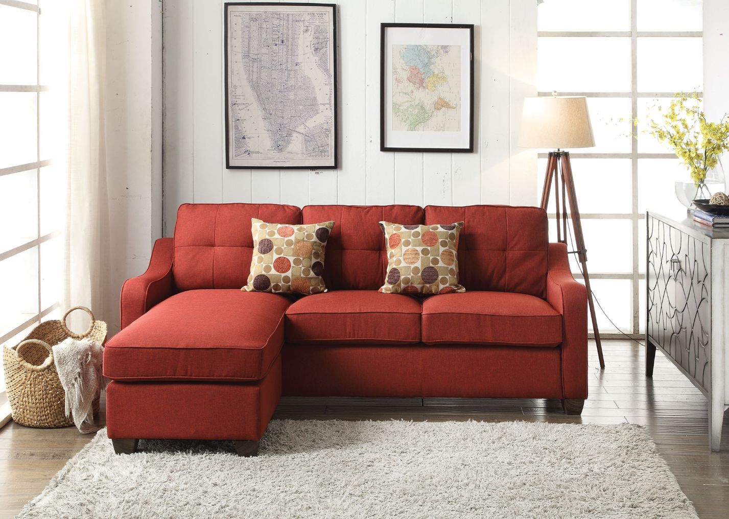 Cleavon II - Sectional Sofa - Red Linen - Urban Living Furniture (Los Angeles, CA)