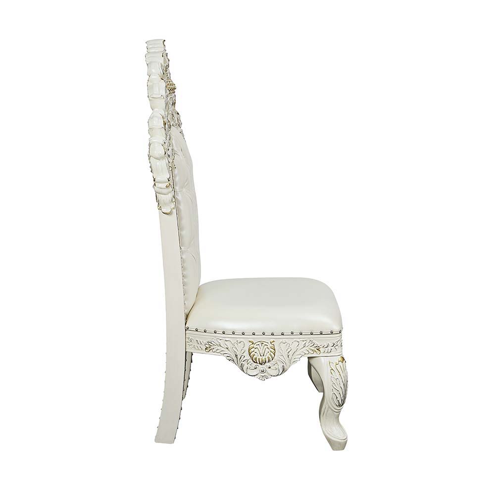 Adara - Side Chair (Set of 2) - White PU & Antique White Finish - Urban Living Furniture (Los Angeles, CA)
