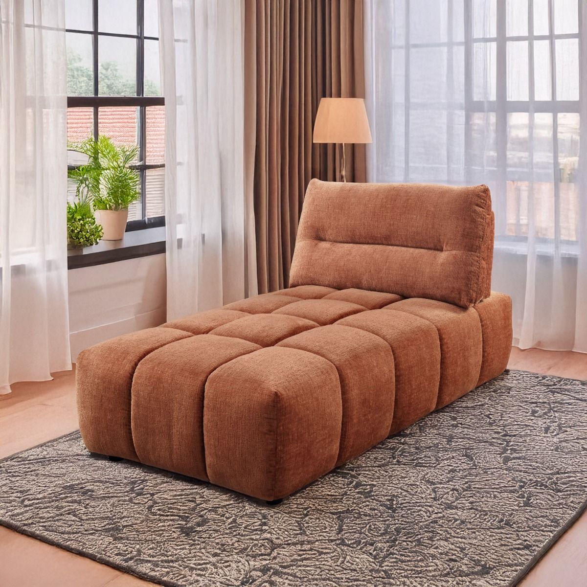 Loanna - Modular - Chaise - Coral Red Chenille - Urban Living Furniture (Los Angeles, CA)