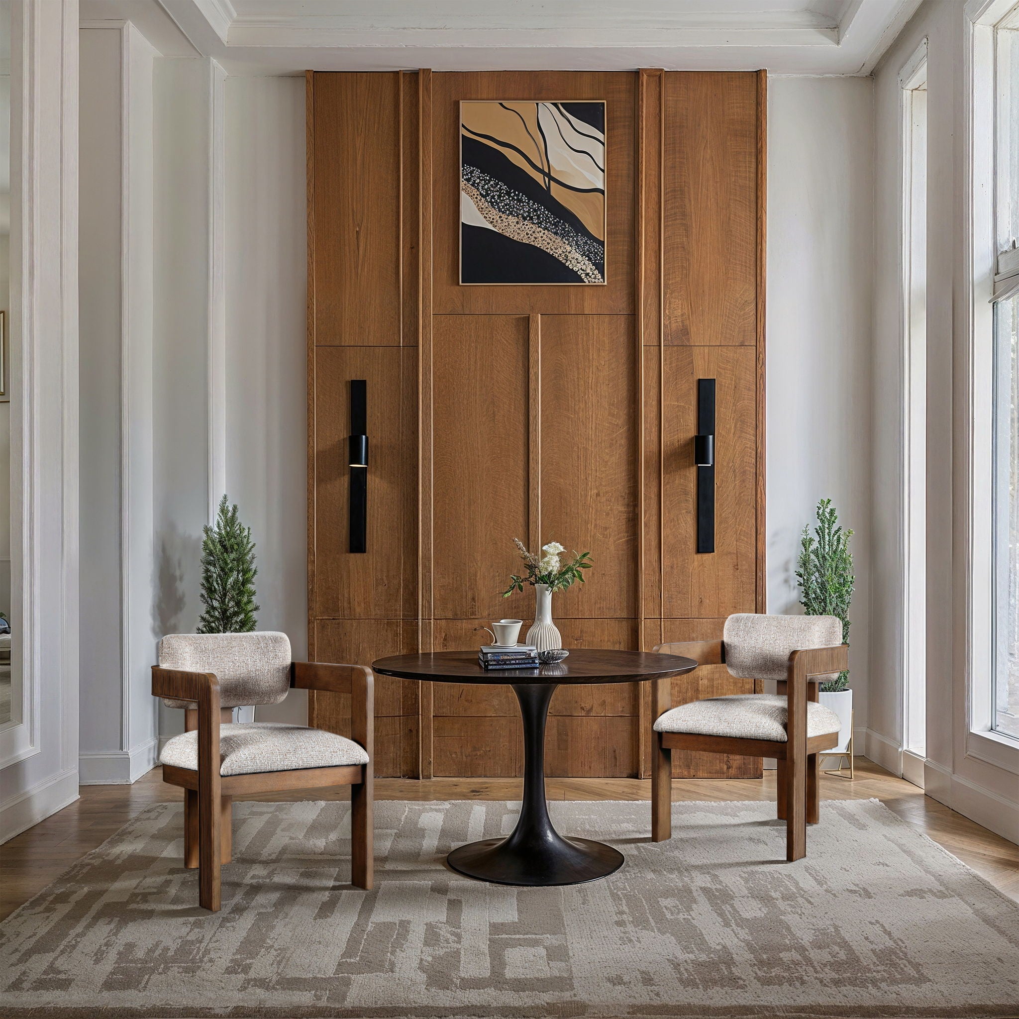 Sacha - Linen Dining Chair With Brown Base (Set of 2) - Urban Living Furniture (Los Angeles, CA)