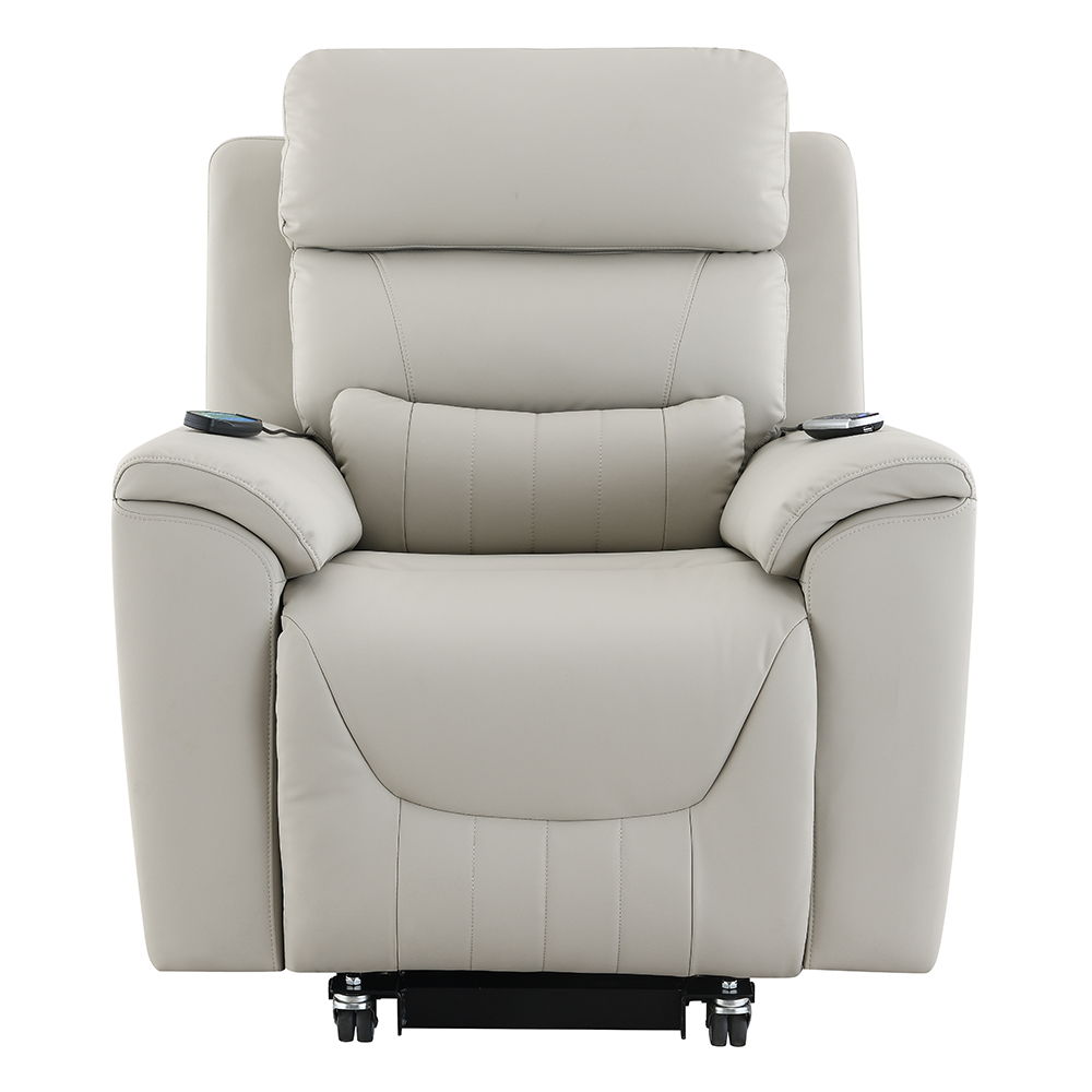 Marsha - Power Recliner With Lift & Massage - Light Gray Silicone Synthetic Leather - Urban Living Furniture (Los Angeles, CA)
