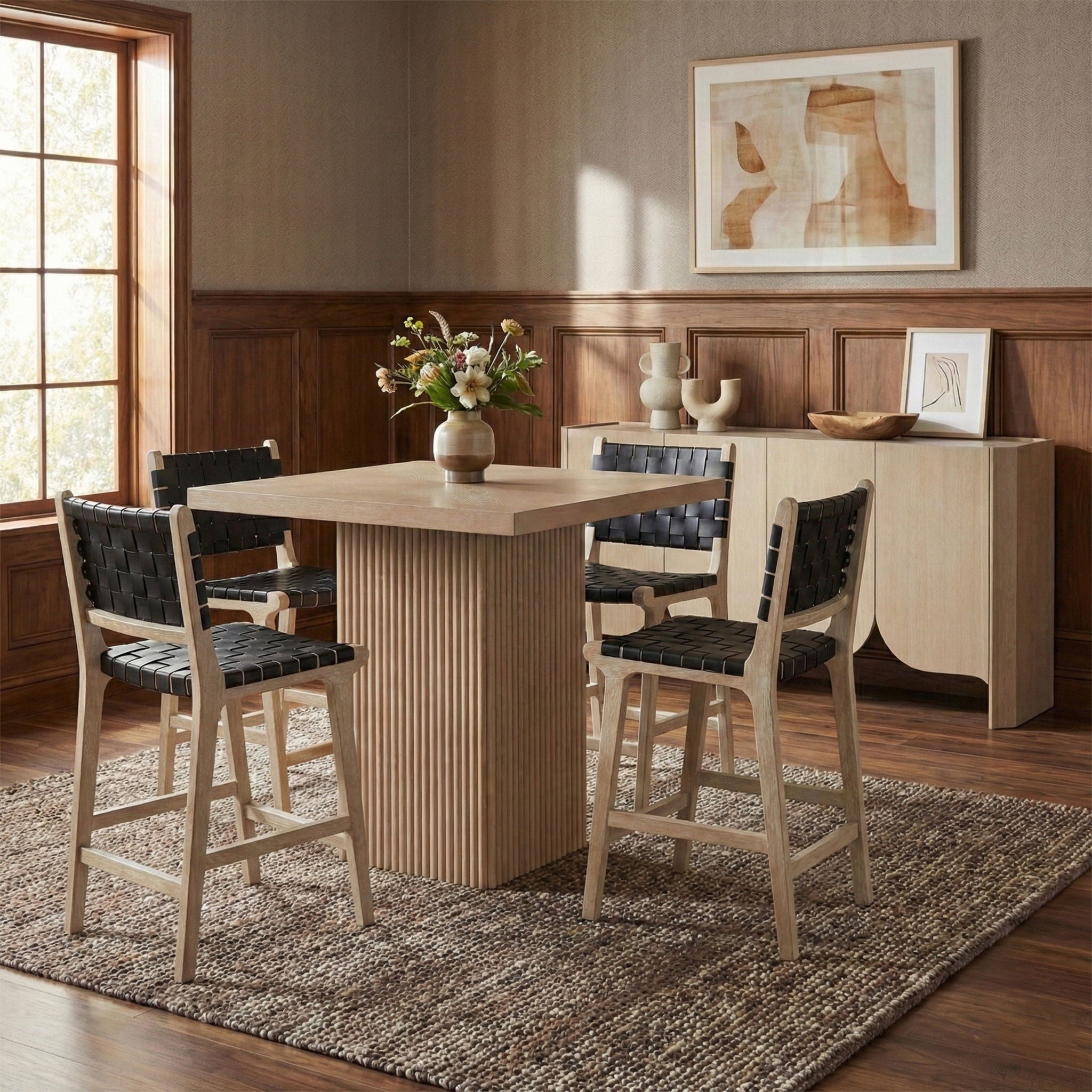 Entwine - Vegan Leather Upholstered Counter Stool - Painted Natural - Urban Living Furniture (Los Angeles, CA)