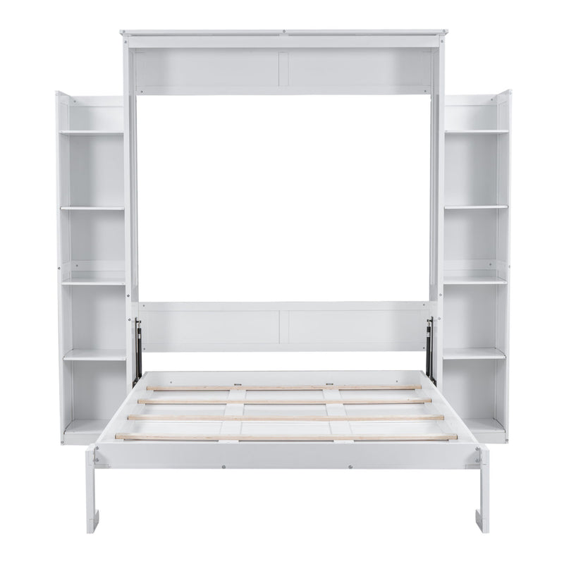Wall Murphy Bed With Shelves And LED Lights