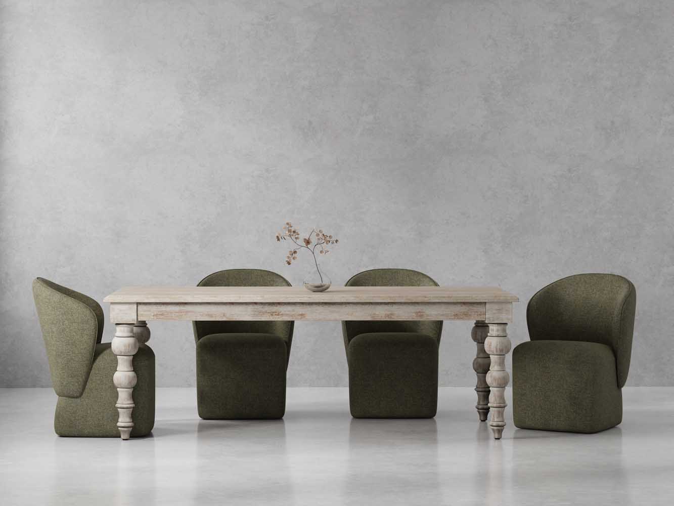 Crossings - Rectangular Dining Table With 4 Upholstered Chairs - Whitewash & Green - Urban Living Furniture (Los Angeles, CA)