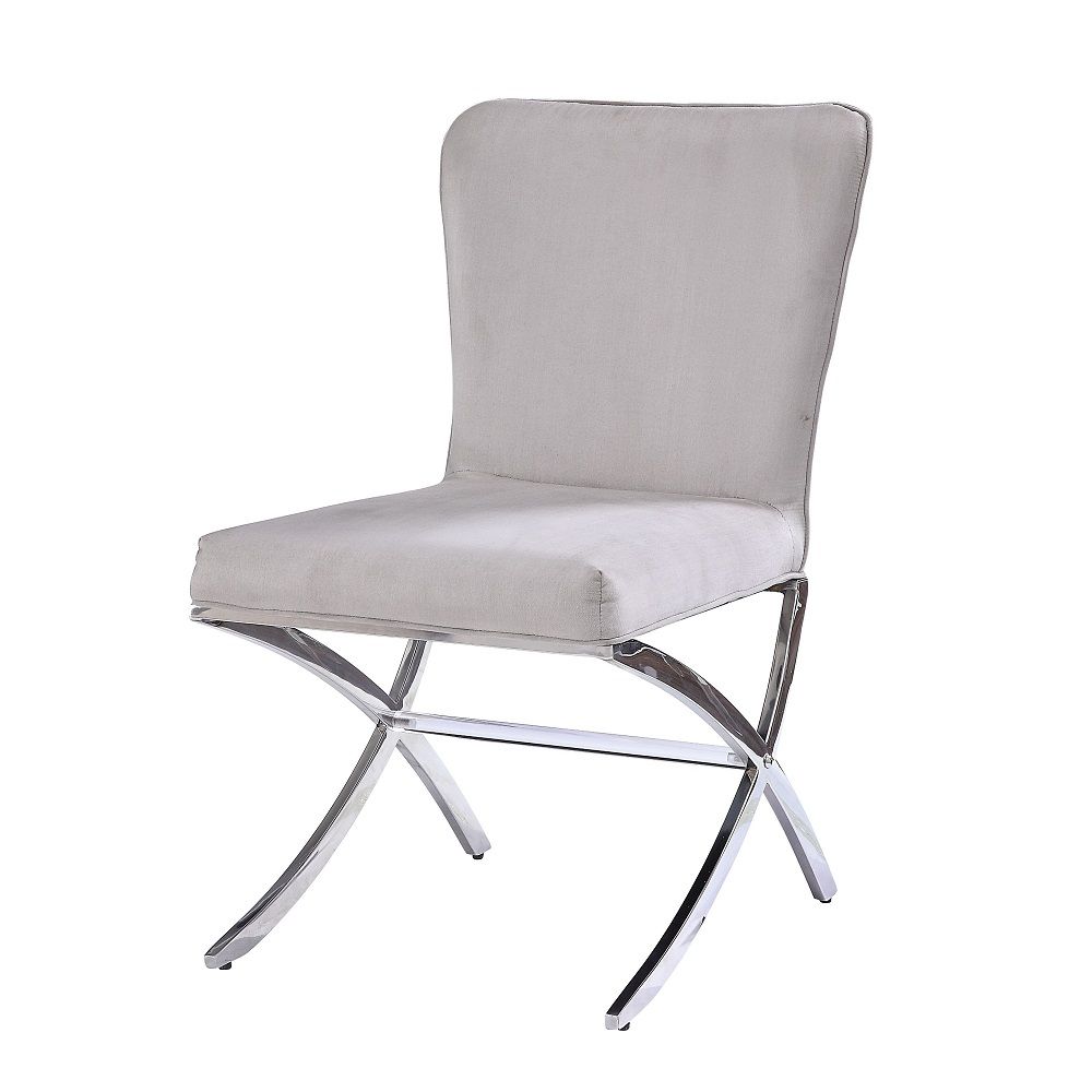 Daire - Side Chair (Set of 2) - Light Gray Velvet & Chrome - Urban Living Furniture (Los Angeles, CA)