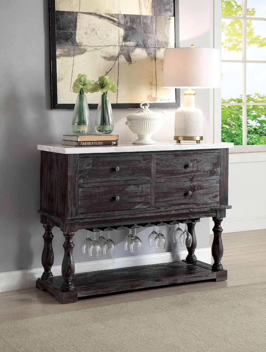 Gerardo - Server - White Marble & Weathered Espresso - Urban Living Furniture (Los Angeles, CA)