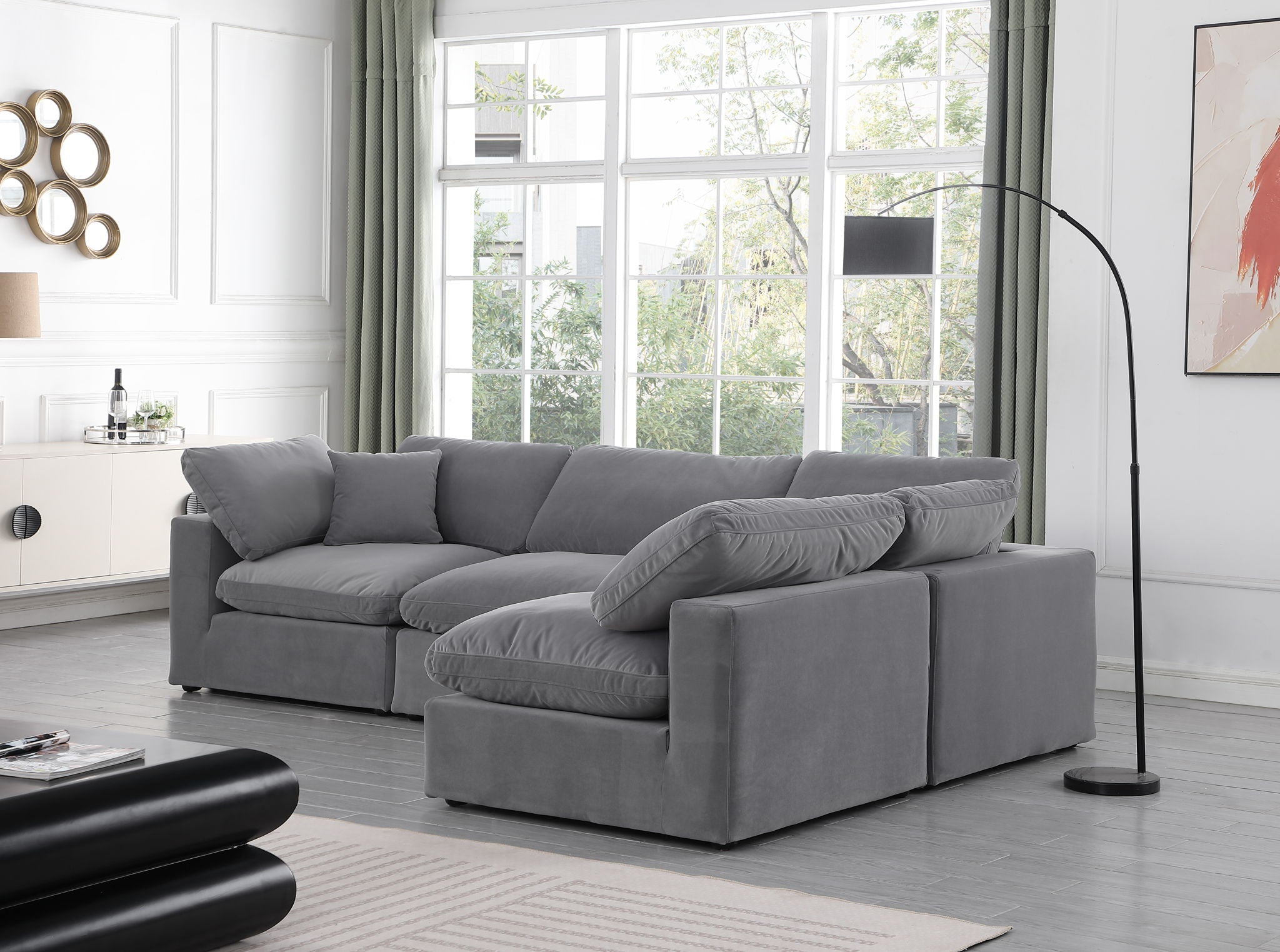 Comfy - 4 Piece Velvet Modular Armless Sectional - Urban Living Furniture (Los Angeles, CA)