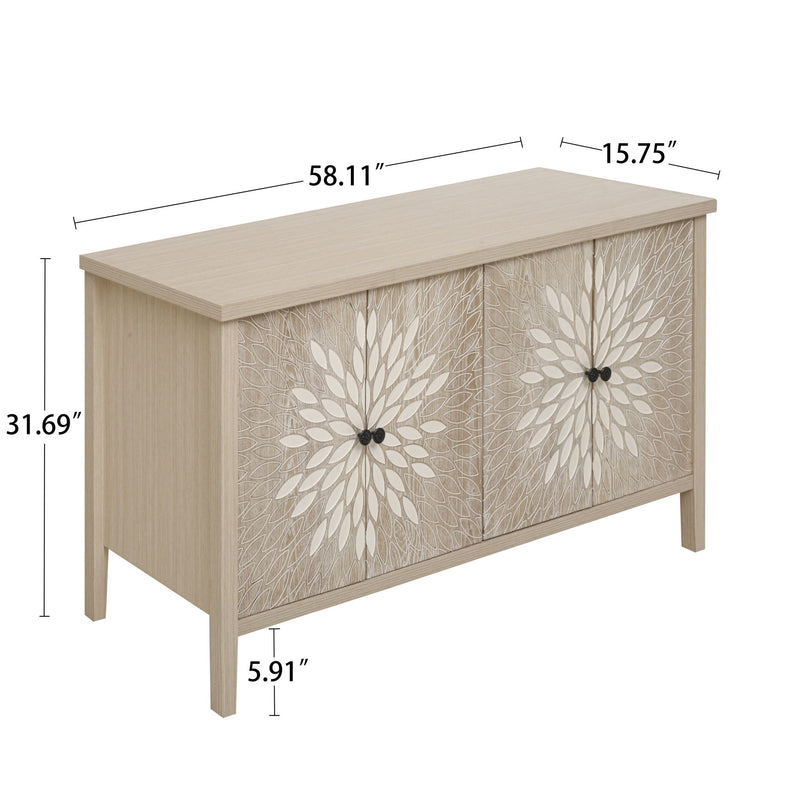 Modern Storage Cabinet With 4 Doors & Adjustable Shelves