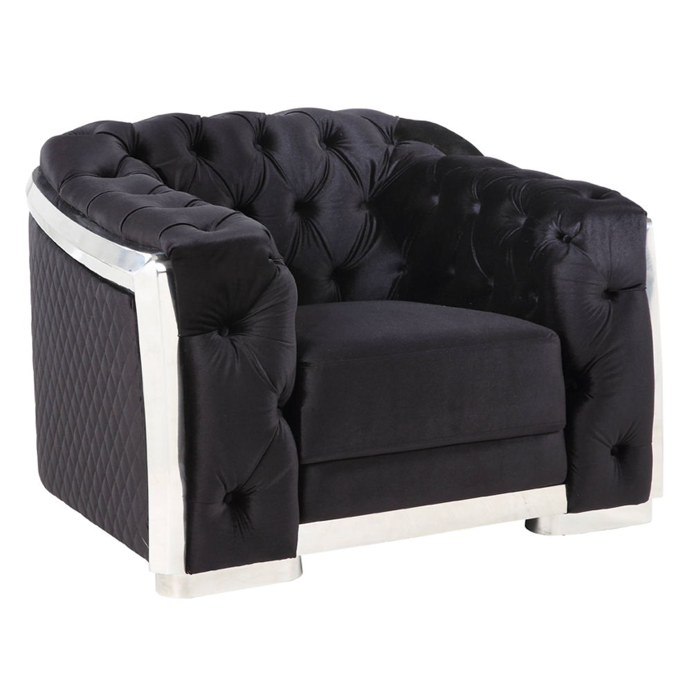 Pyroden - Chair - Black Velvet & Chrome - Urban Living Furniture (Los Angeles, CA)