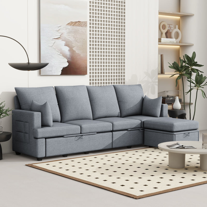 Modern Modular Sofa, 6 Seat Chenile Sectional Couch Set With 2 Pilows Included, Freely Combinable