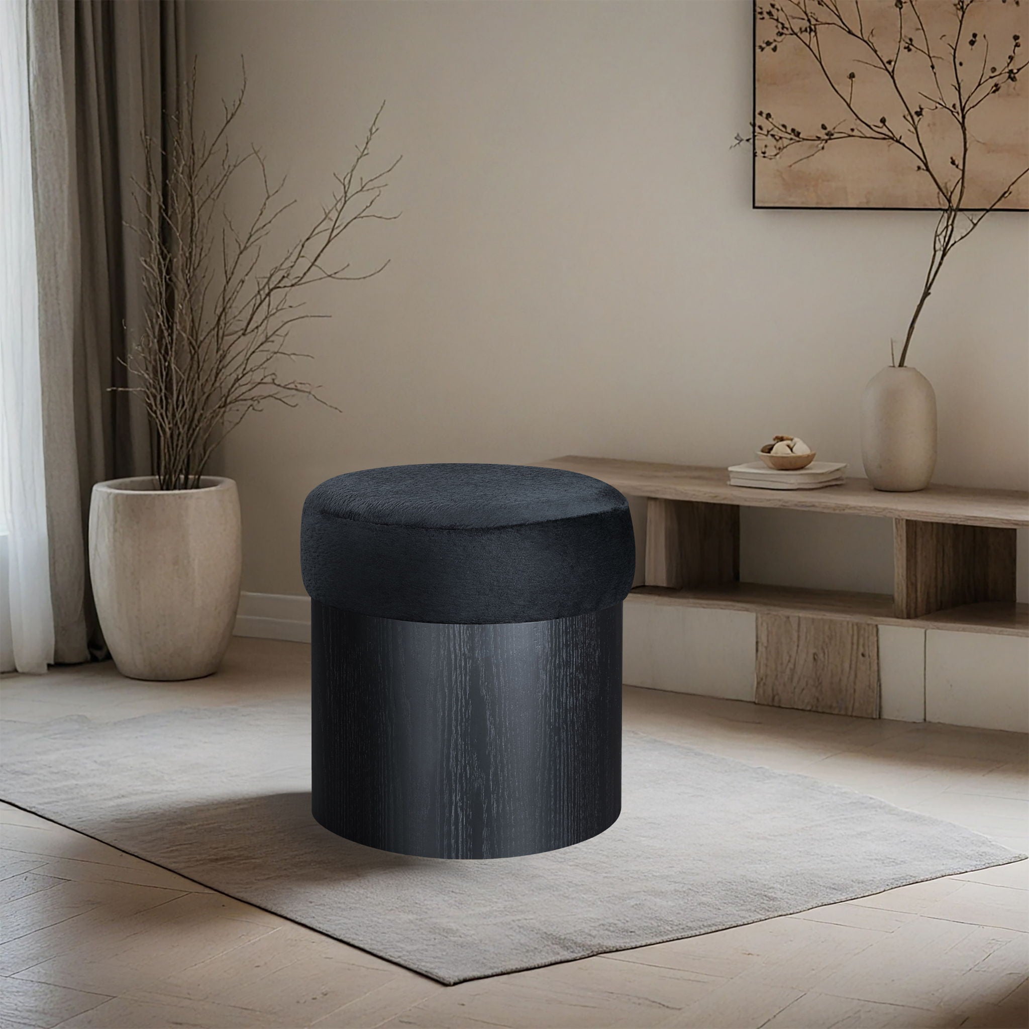 Nimes - Ottoman / Stool With Black Base - Urban Living Furniture (Los Angeles, CA)