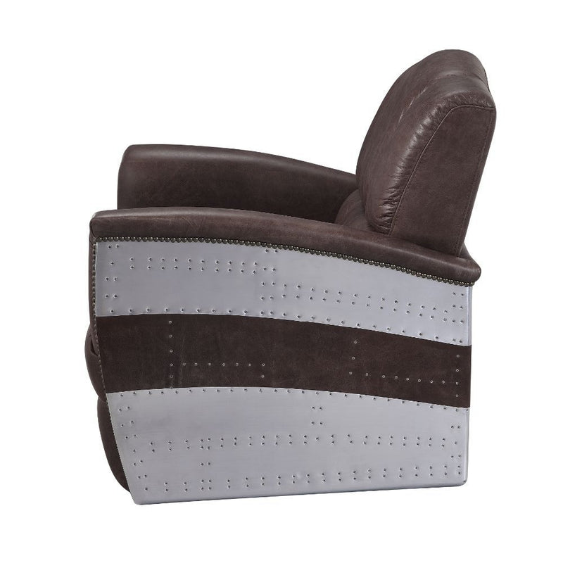 Brancaster - Accent Chair - Retro Brown Top Grain Leather & Aluminum - 35" - Urban Living Furniture (Los Angeles, CA)