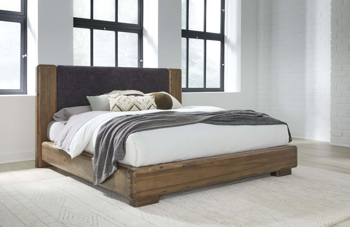 Boka - Chenille Upholstered Platform Bed
