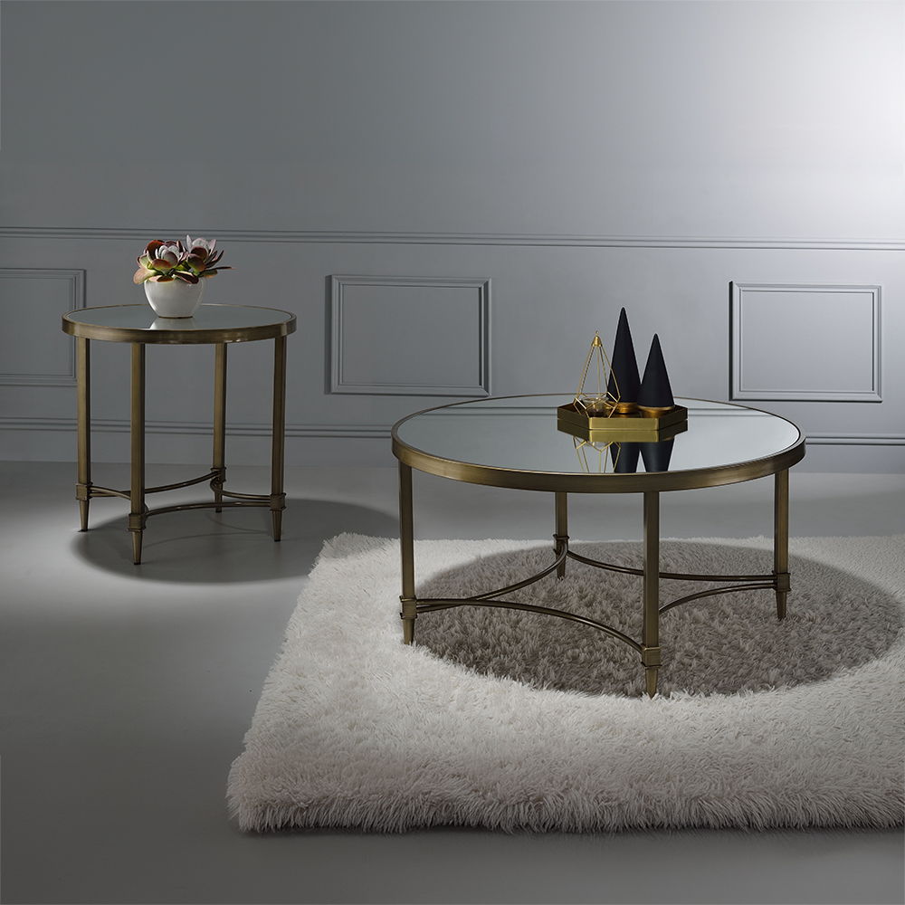 Aditya - End Table - Mirrored & Antique Brass - Urban Living Furniture (Los Angeles, CA)