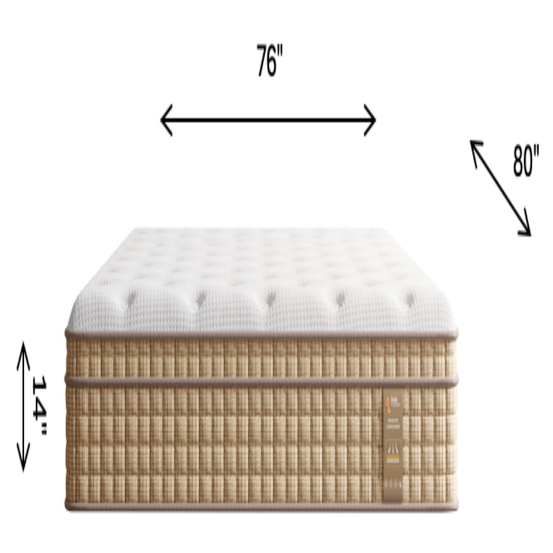 14" King Hybrid Mattress With Innerspring & Gel Memory Foam - Beige / White