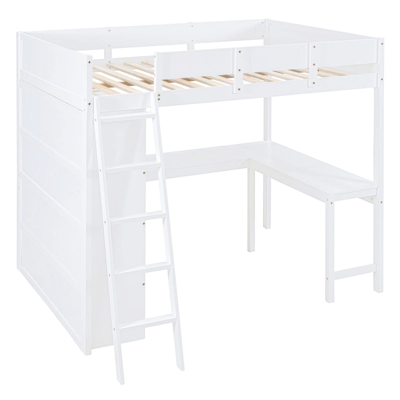 Modern Loft Bed With Desk And Shelves