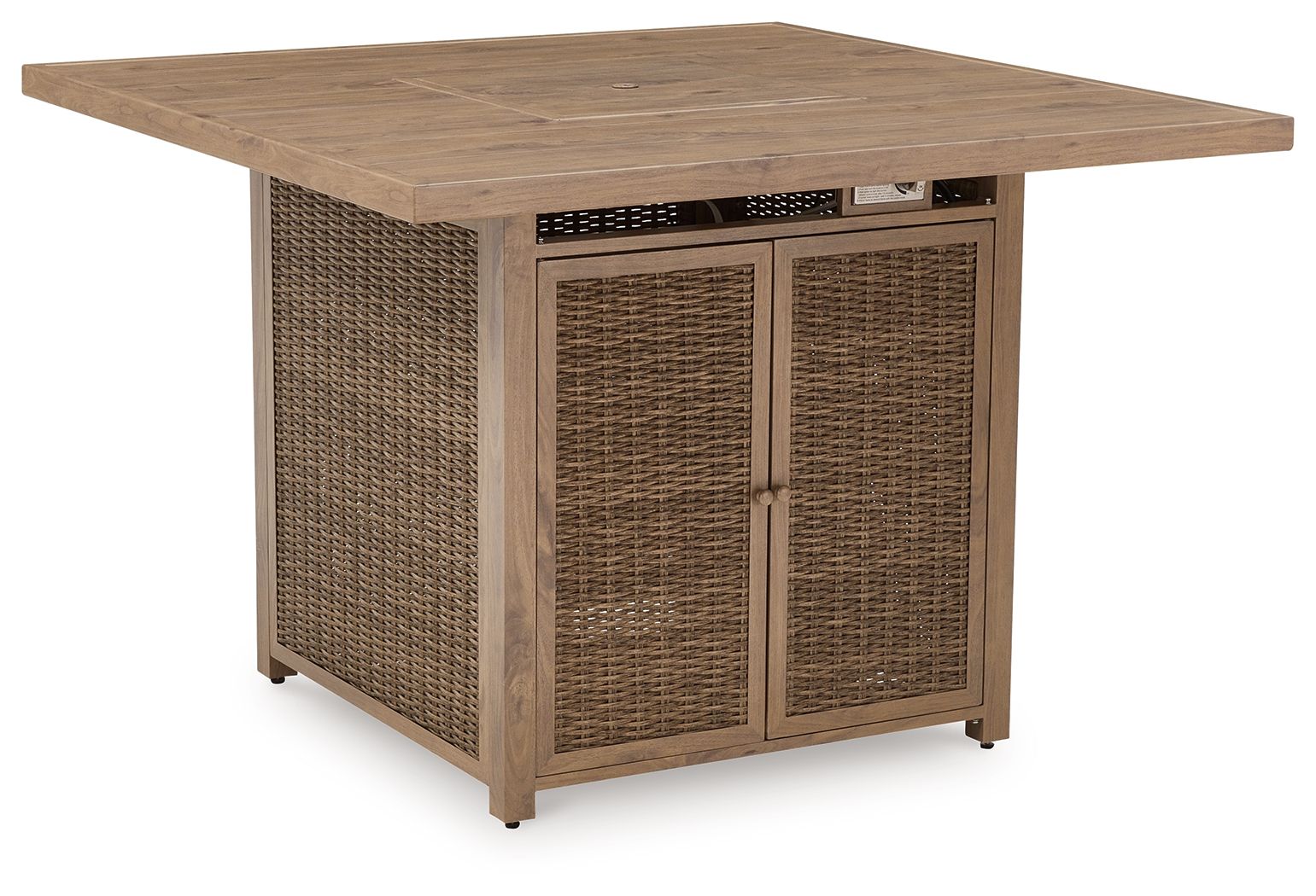Walton Bridge - 5 Pc. - Square Bar Table W/Fire Pit, 4 Barstools - Driftwood - Urban Living Furniture (Los Angeles, CA)