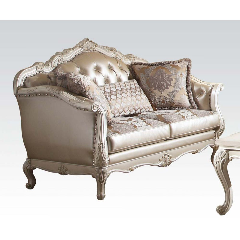 Chantelle - Loveseat - Rose Gold PU/Fabric & Pearl White - Urban Living Furniture (Los Angeles, CA)