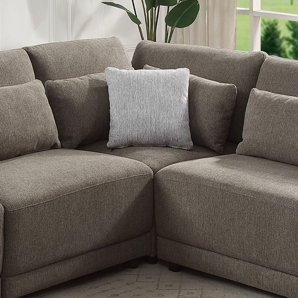 Rylie - Modular Wedge With 3 Pillows - Brown Linen - Urban Living Furniture (Los Angeles, CA)
