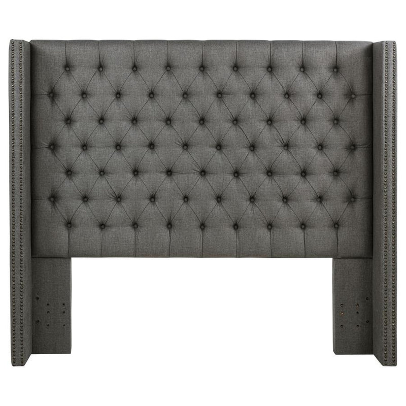 Bancroft - Upholstered Eastern King Wingback Headboard - Gray