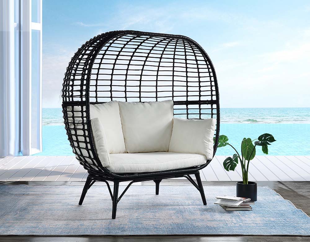 Penelope - Patio Lounge Chair - Cream Fabric & Black - Urban Living Furniture (Los Angeles, CA)
