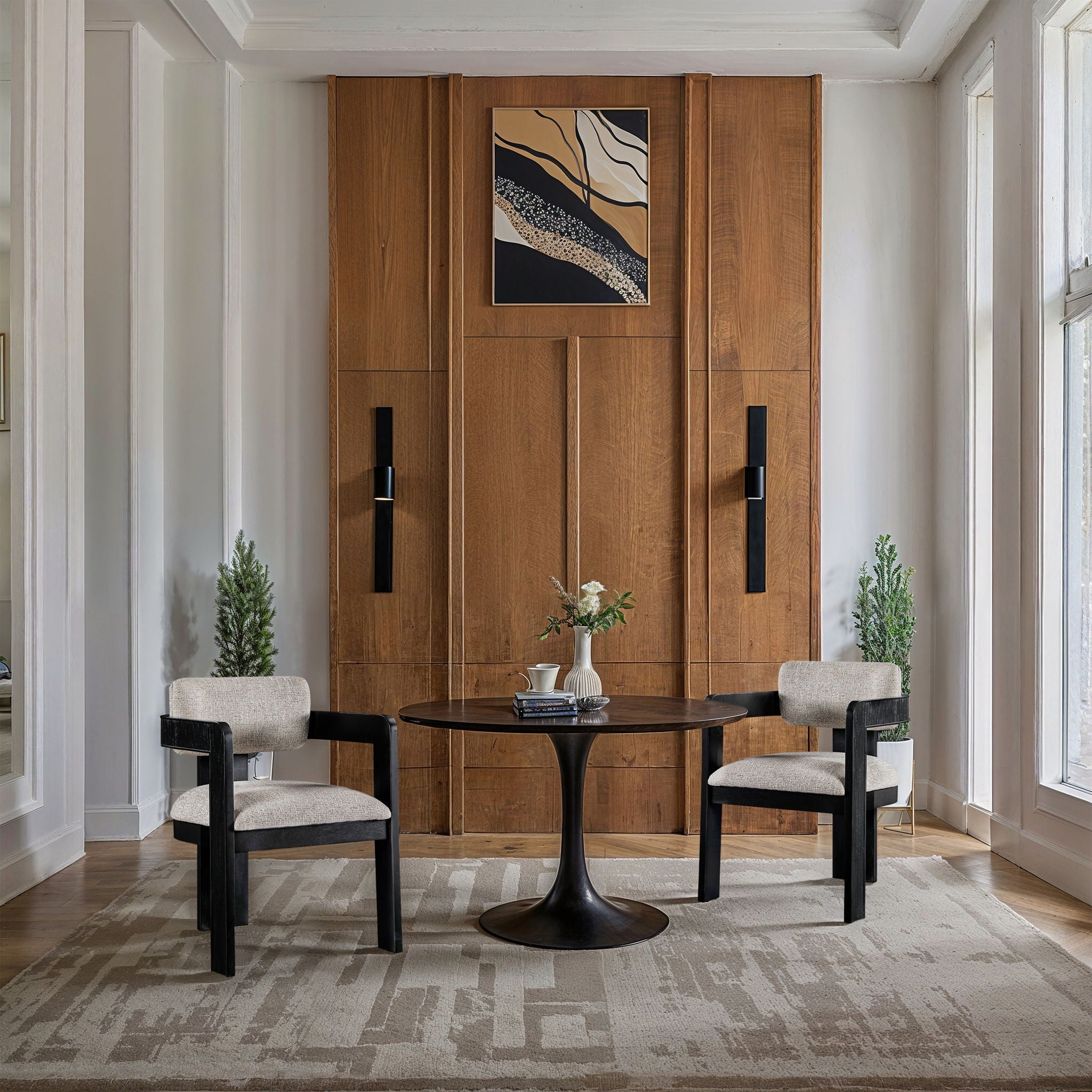 Sacha - Linen Dining Chair With Black Base (Set of 2) - Urban Living Furniture (Los Angeles, CA)