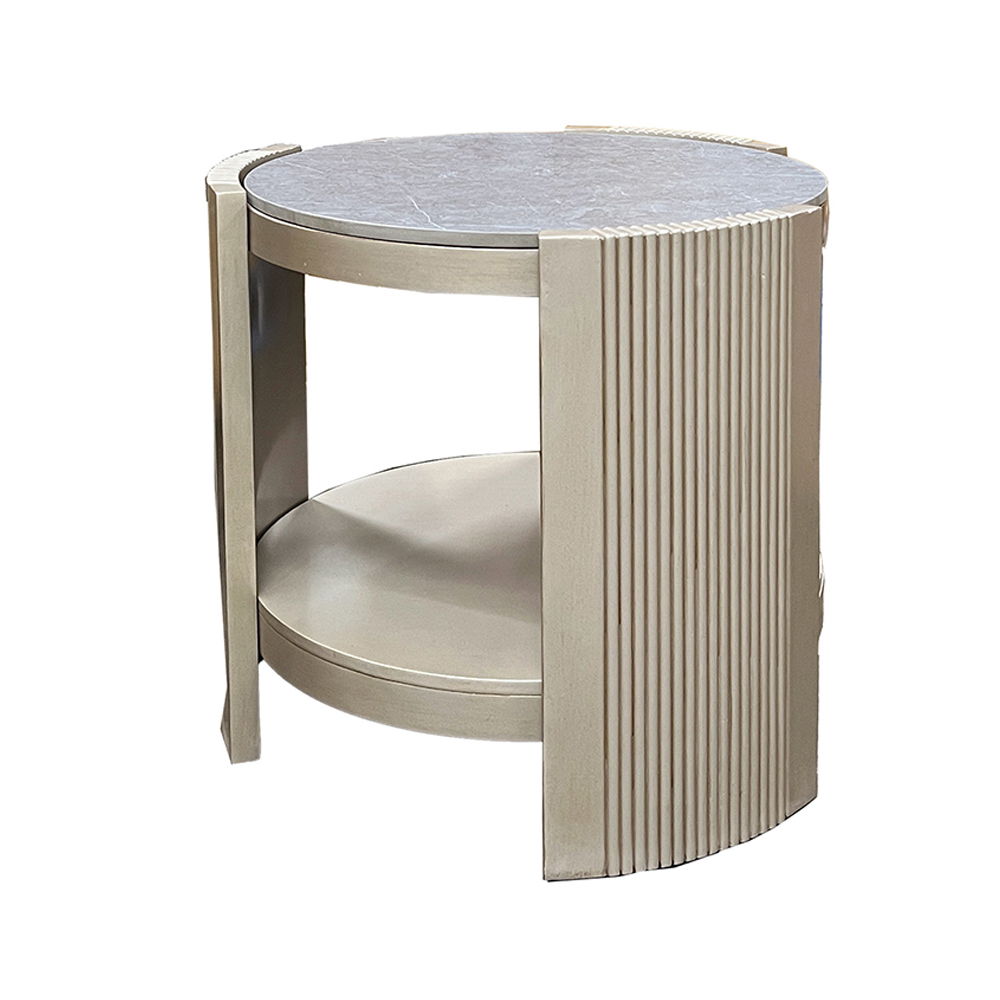 Kasa - End Table - Sintered Stone & Champagne - Urban Living Furniture (Los Angeles, CA)