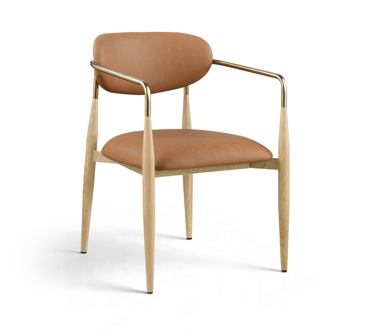 Ronda - Vegan Leather Upholstered Dining Arm Chair - Natural Legs