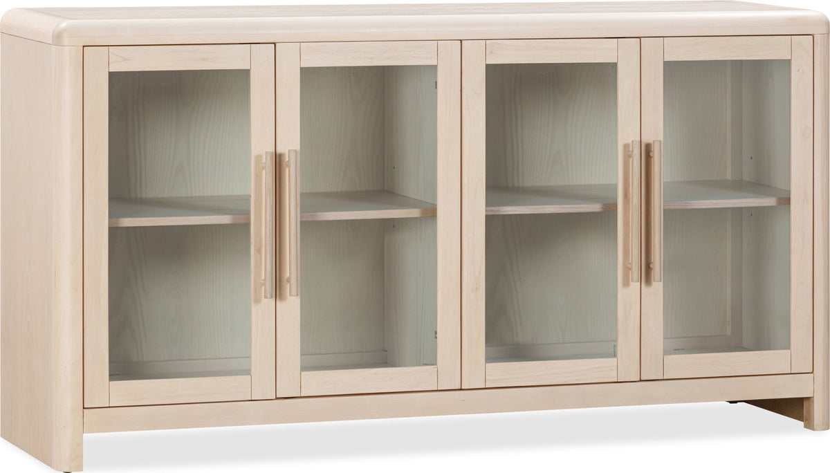 Liv - Glass Door Ash Wood Sideboard - White Sand