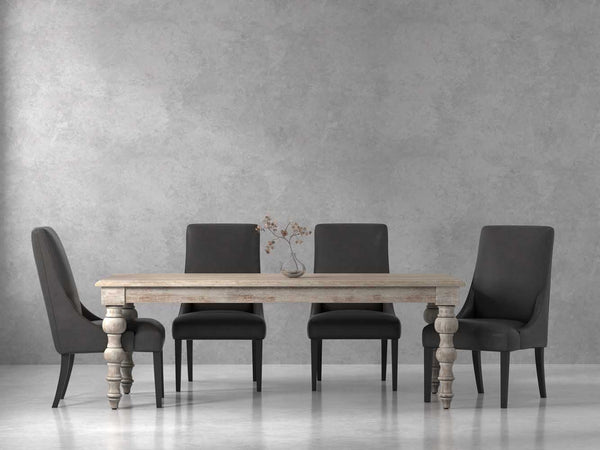 Crossings - Rectangular Dining Table With 4 Upholstered Chairs - Whitewash & Black